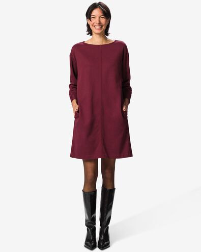 robe femme Otis regular fit jersey bordeaux bordeaux - 36214820BURGUNDYRED - HEMA