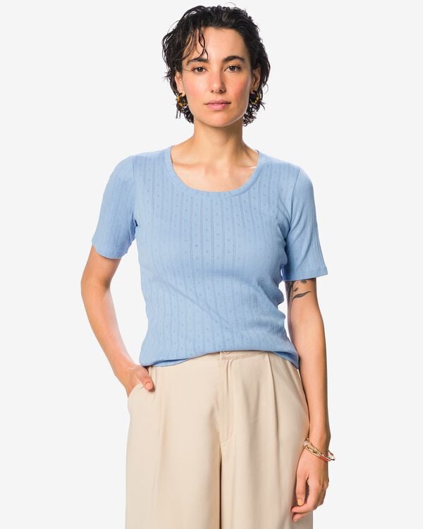 dames T-shirt Colette lichtblauw lichtblauw - 36212860LIGHTBLUE - HEMA