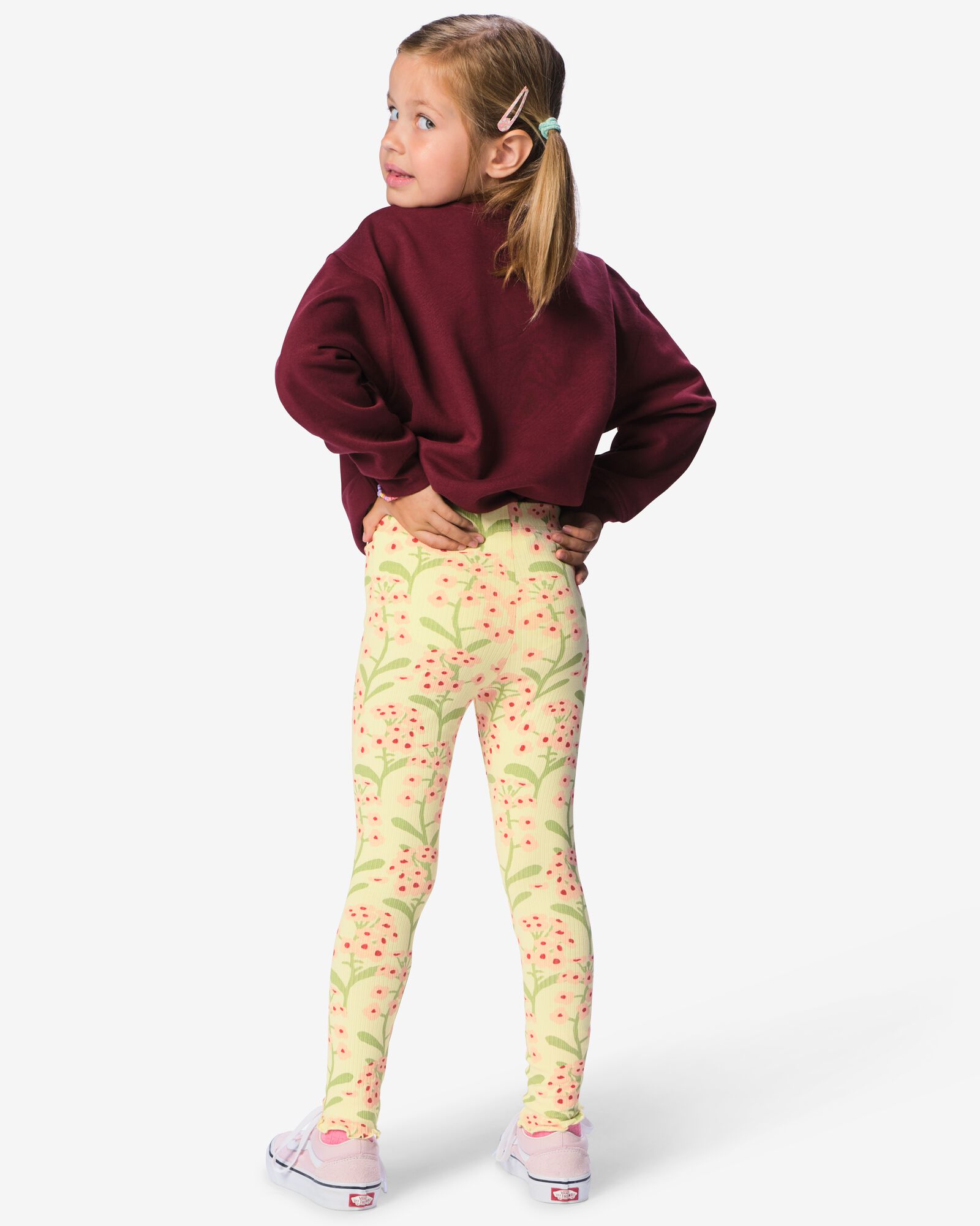 leggings enfant coupe classique c&ocirc;tel&eacute; fleurs - lot de 2 rose p&acirc;le rose p&acirc;le - 30829402LIGHTPINK - HEMA