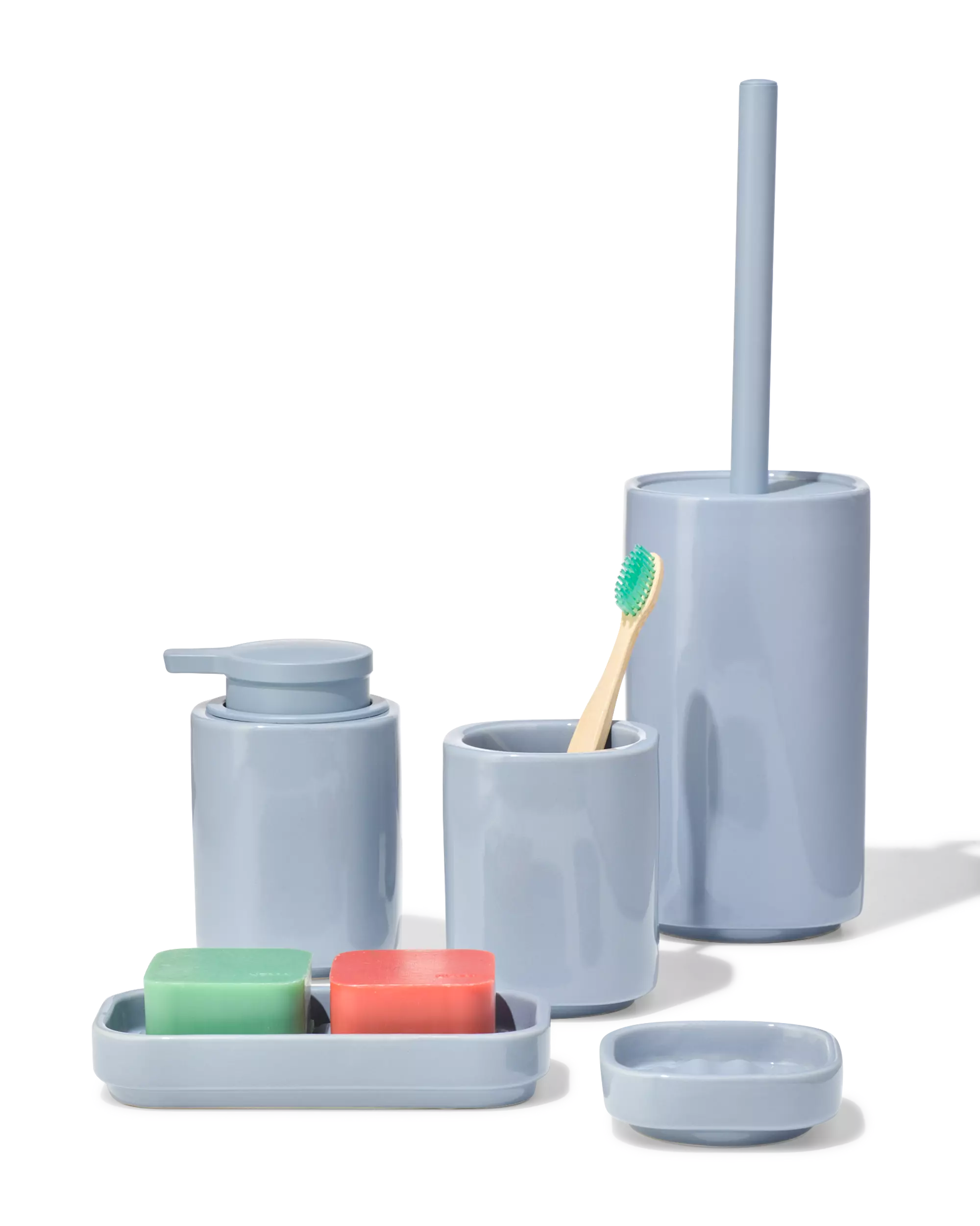 toiletborstel en houder ⌀10.5x19cm keramiek blauw