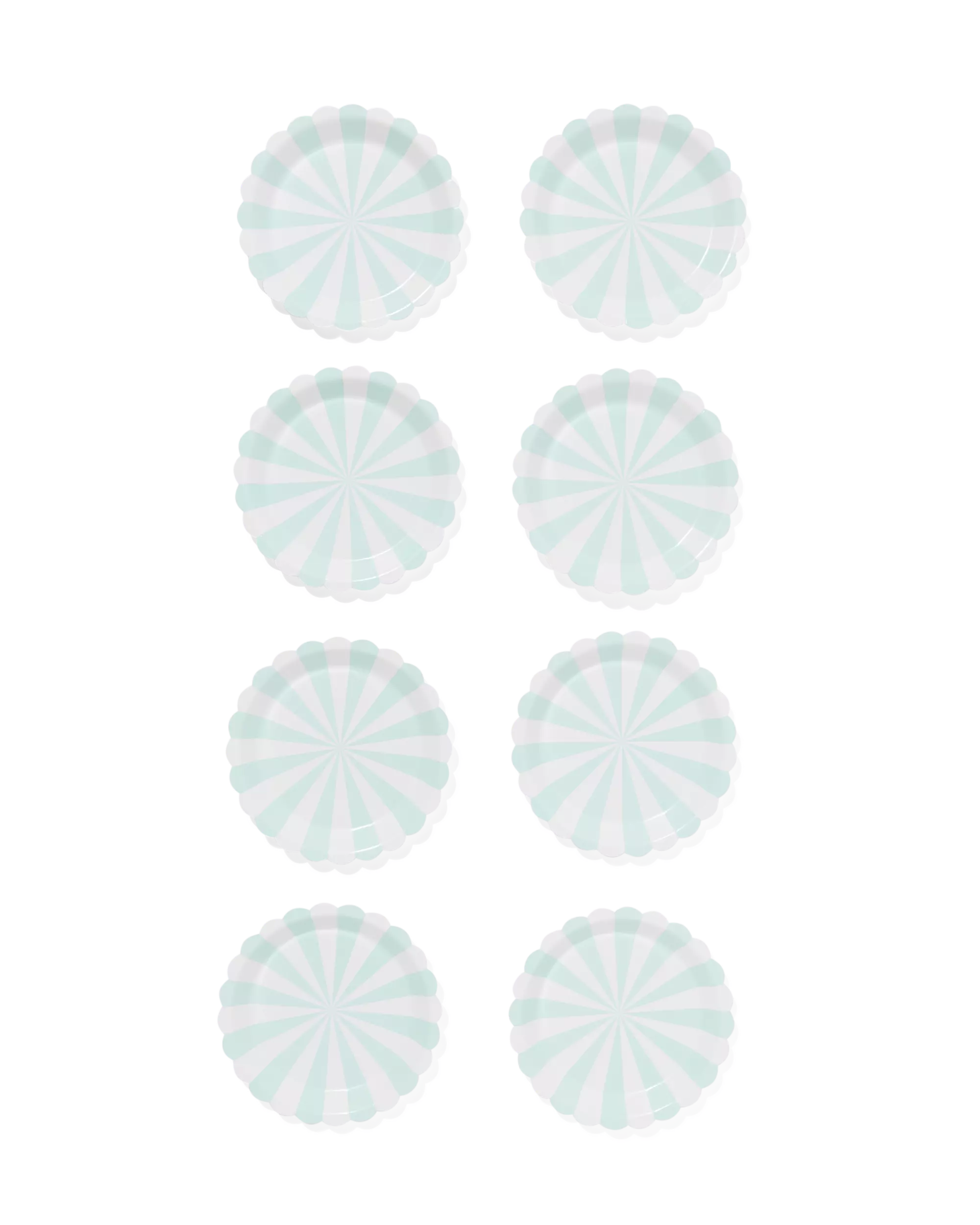 assiettes carton bleu clair rayées - 8 pièces
