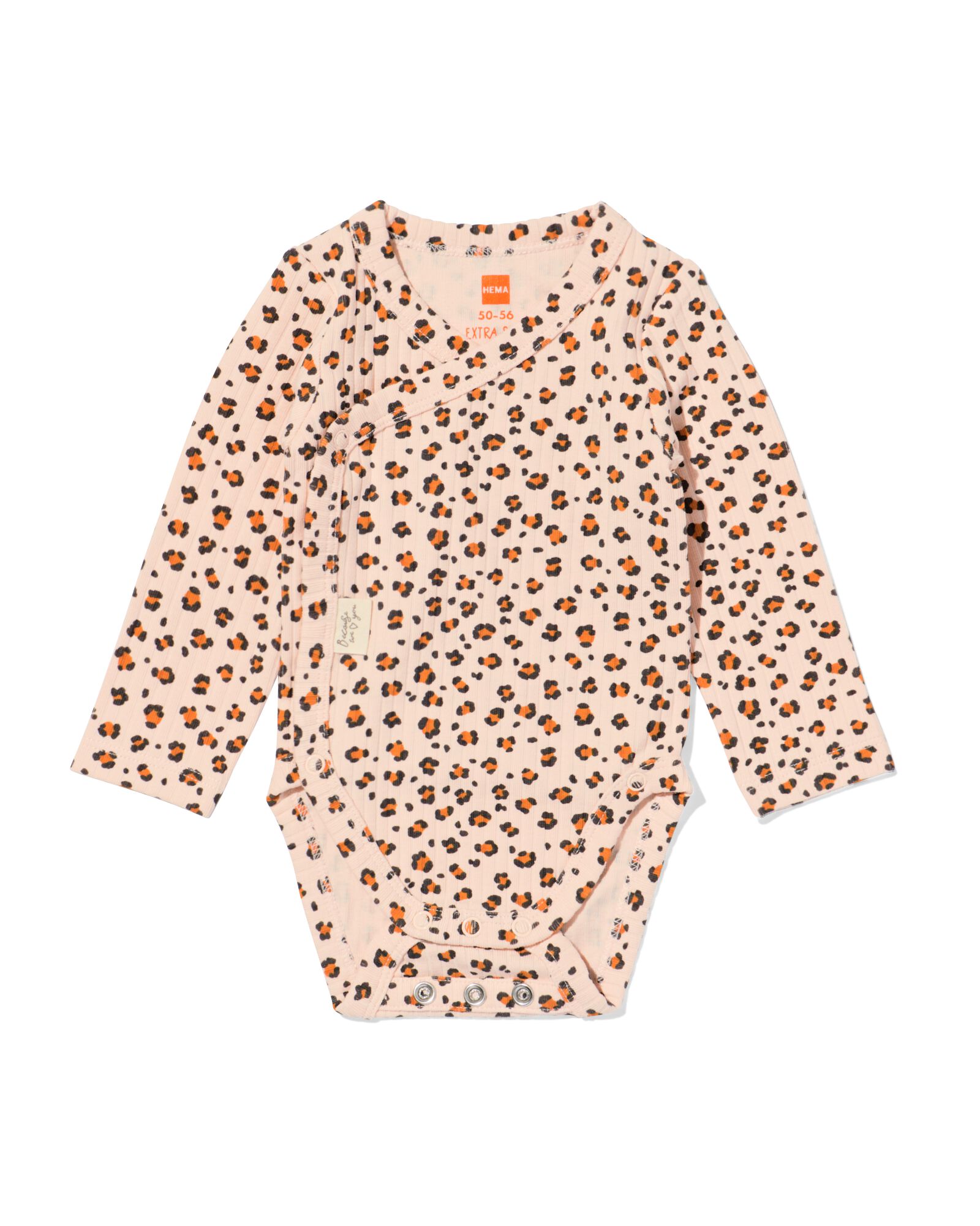 newborn meegroei overslag body rib dieren  zalmroze zalmroze - 33438520SALMONPINK - HEMA