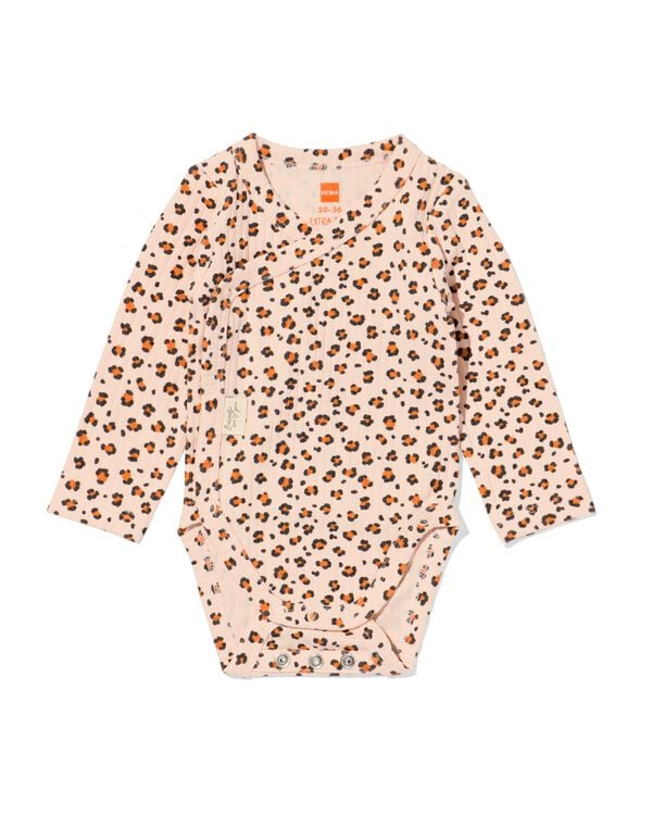 newborn meegroei overslag body rib dieren  zalmroze zalmroze - 33438520SALMONPINK - HEMA