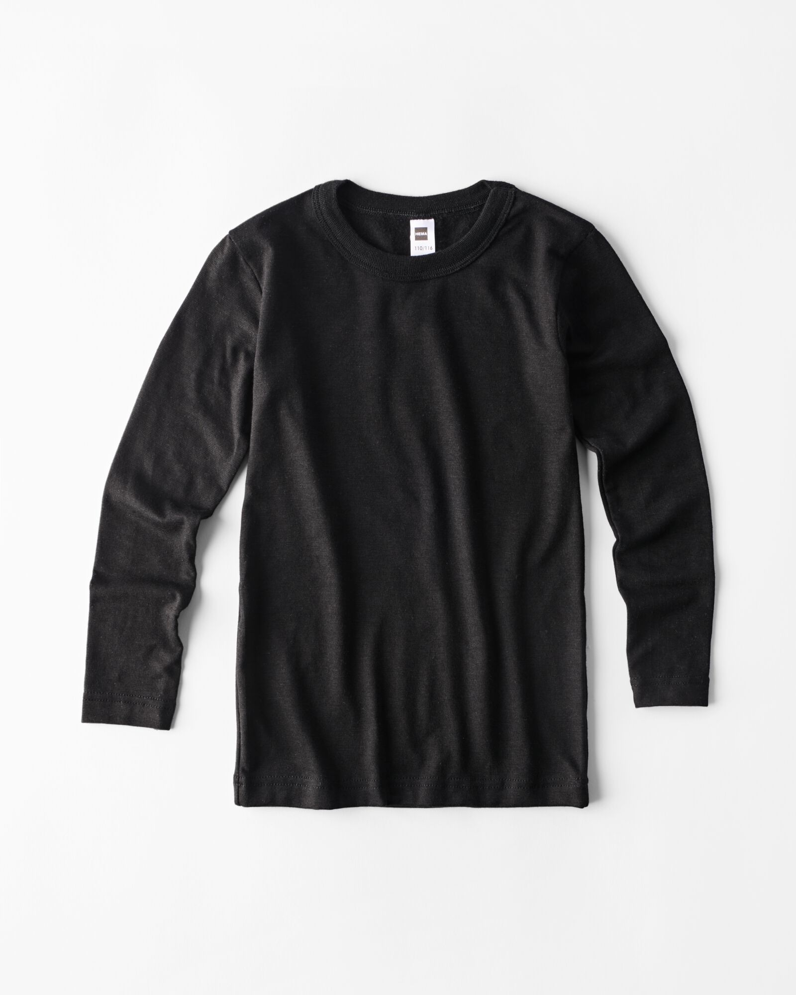 t-shirt thermique enfant manches longues col rond noir noir - 19302630BLACK - HEMA