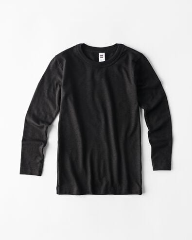 t-shirt thermique enfant manches longues col rond noir noir - 19302630BLACK - HEMA