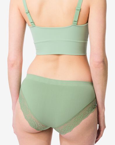 Damen-Hipster, nahtlos, aus Mikrofaser mit Spitze gr&uuml;n gr&uuml;n - 19603035GREEN - HEMA