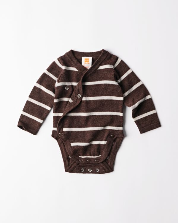 body crois&eacute; &eacute;volutif nouveau-n&eacute; laine m&eacute;rinos rayures marron marron - 33462720BROWN - HEMA