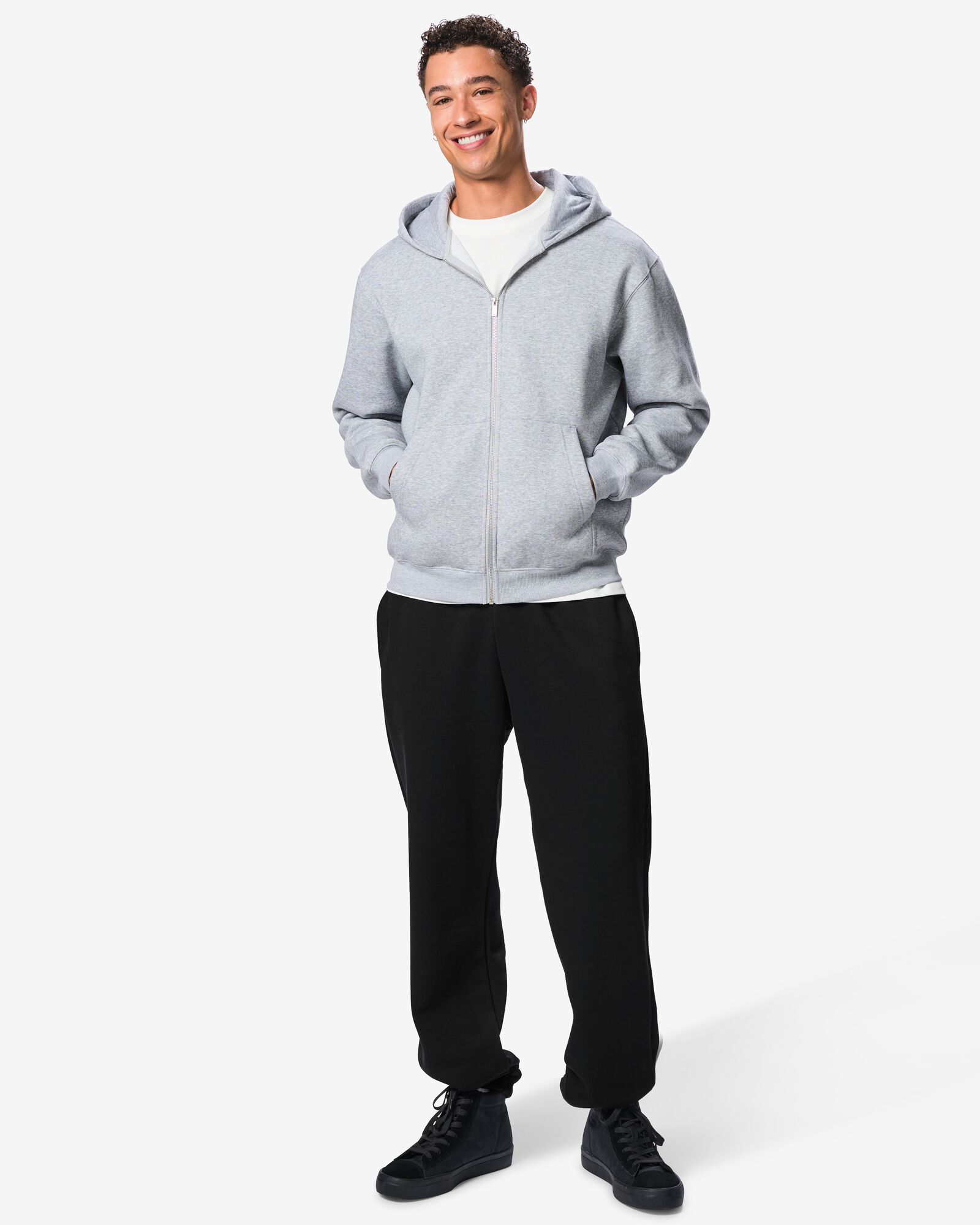 herenbroek Carlson regular fit sweatstof zwart zwart - 2101260BLACK - HEMA