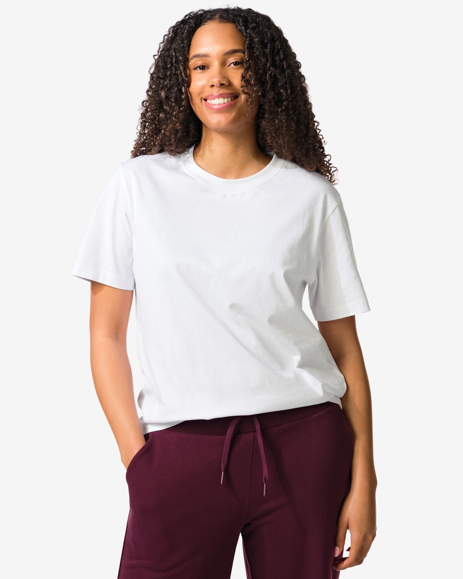 Damen-T-Shirt, normale Passform wei&szlig; wei&szlig; - 36300660WHITE - HEMA