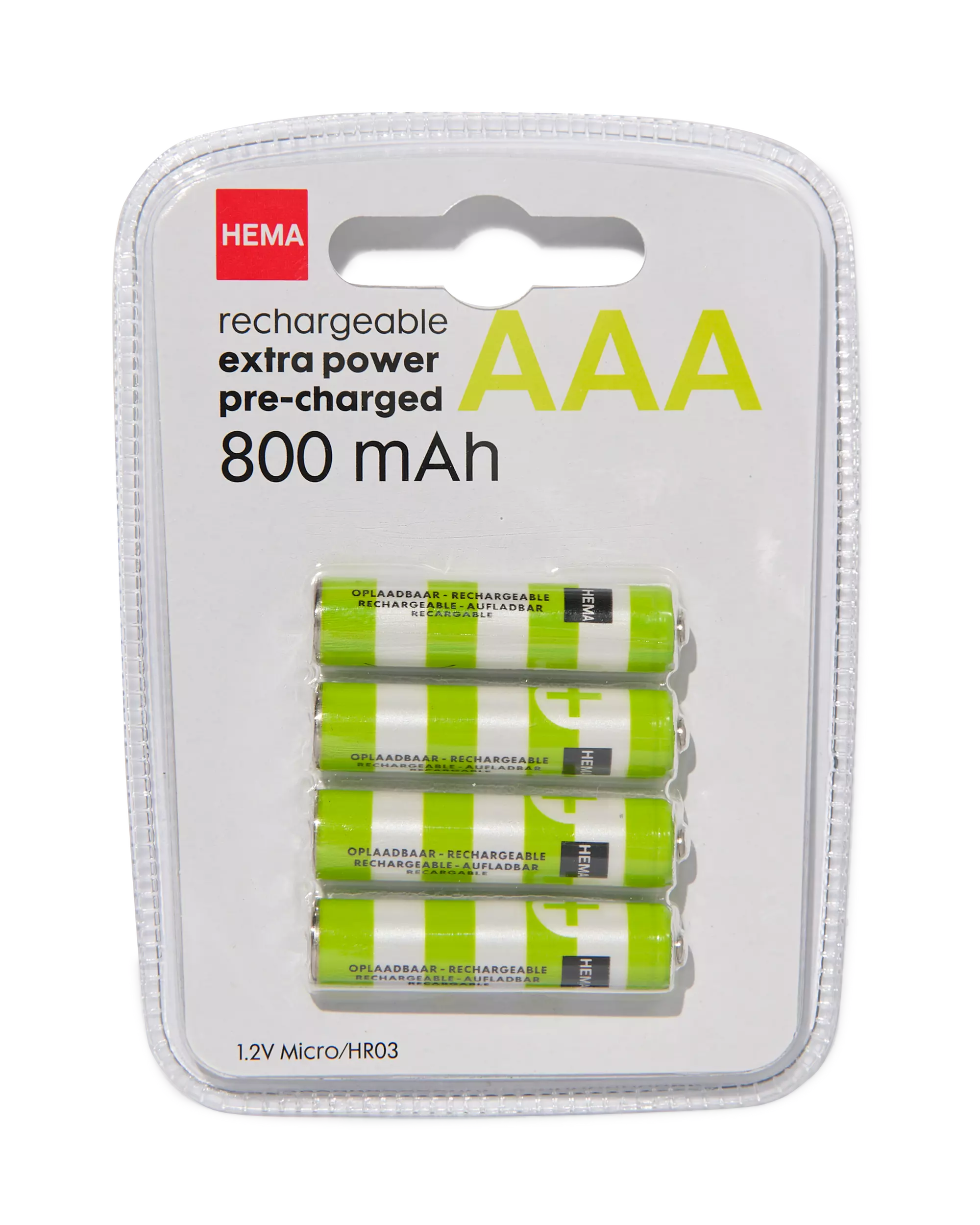 oplaadbare AAA batterijen 800mAh - 4 stuks