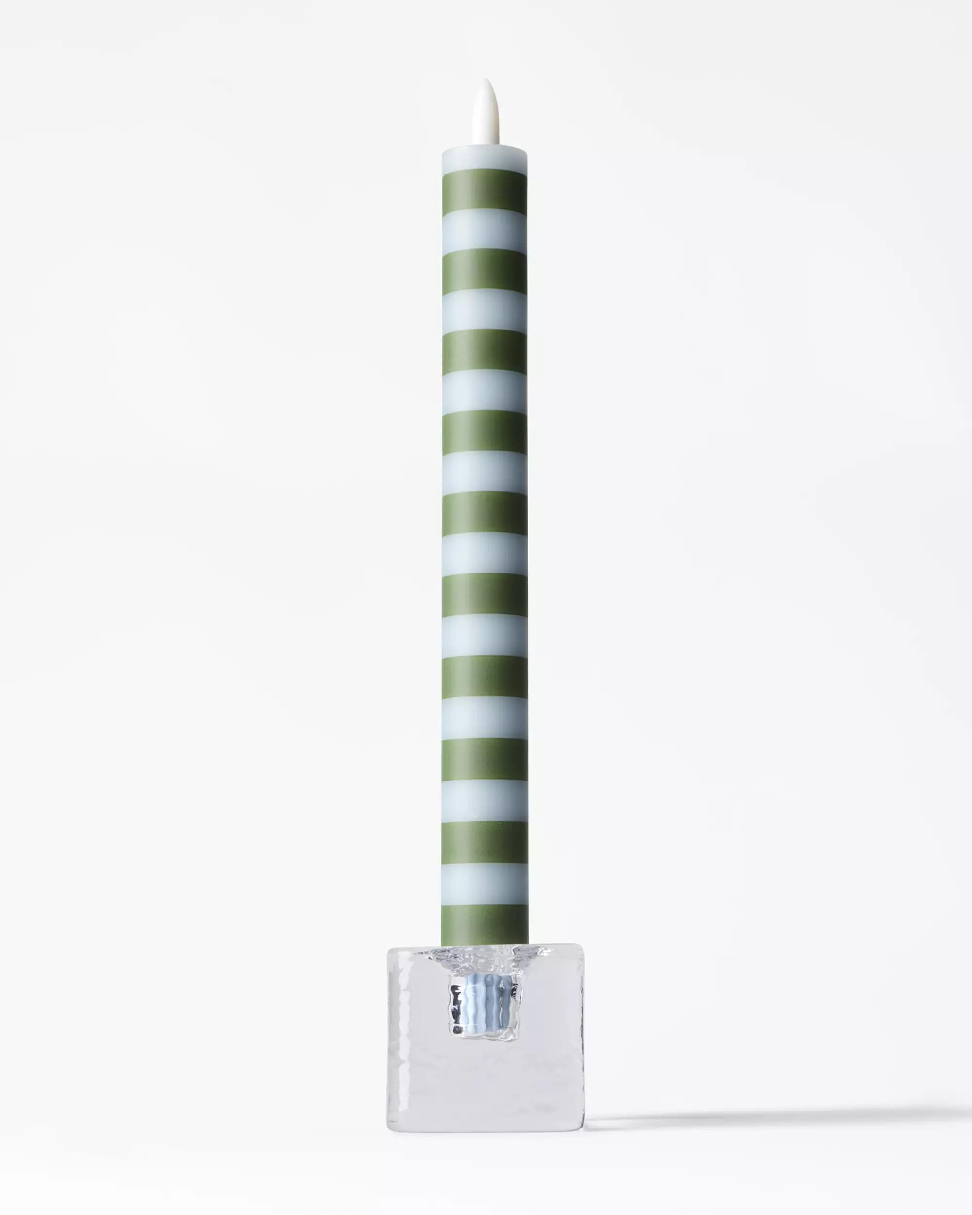 bougie longue led ⌀2,5 x 27,3 cm rayures vert-bleu