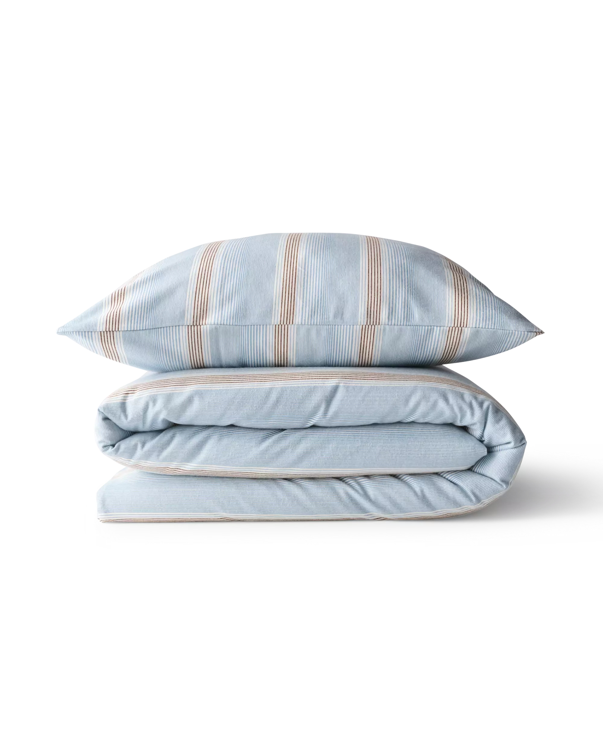 housse de couette 140x200/220cm flanelle à rayures bleue