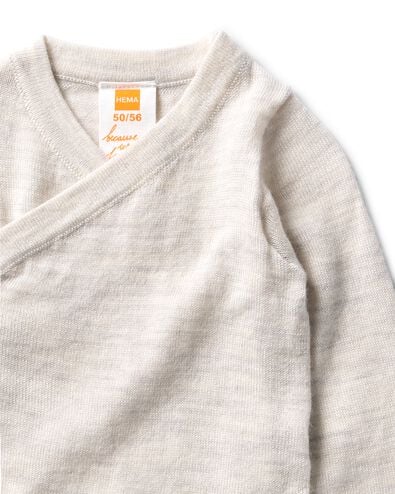 newborn meegroei overslag body merinowol ecru ecru - 33462520ECRU - HEMA