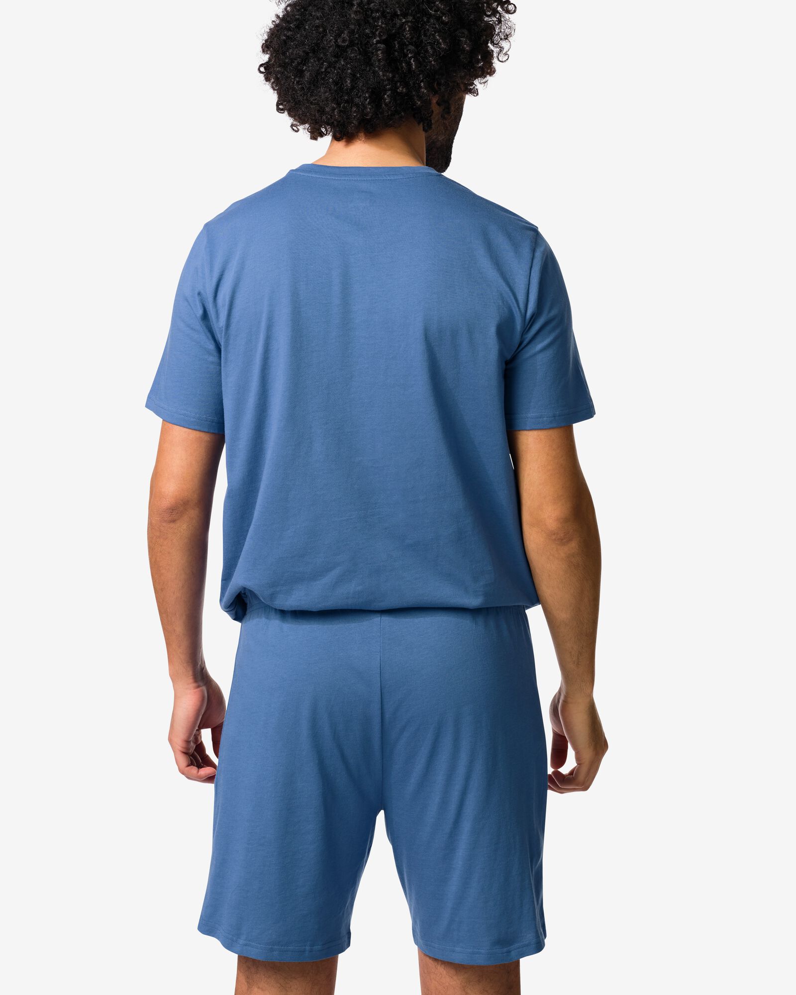 Herren-Kurz-Pyjama Jaap, Jersey mittelblau - 23686530MIDBLUE - HEMA