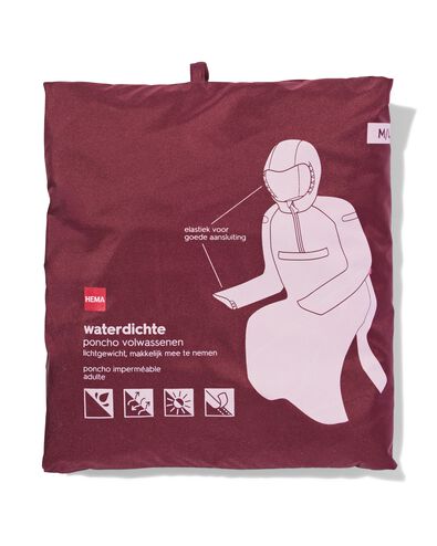 regenponcho voor volwassenen Puck  donkerrood donkerrood - 34460270DARKRED - HEMA