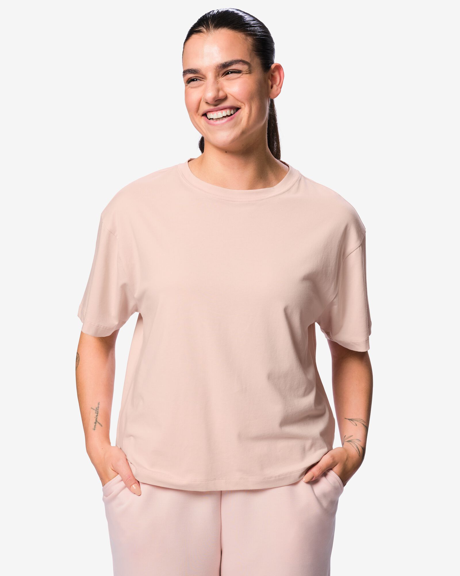 Damen-T-Shirt aus Baumwolle hellrosa hellrosa - 36004930LIGHTPINK - HEMA