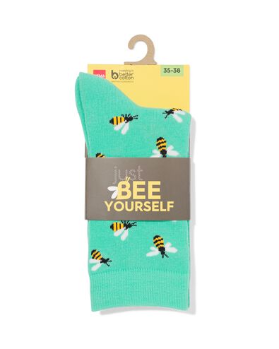sokken voor volwassenen 'just bee yourself' groen - 4141130GREEN - HEMA