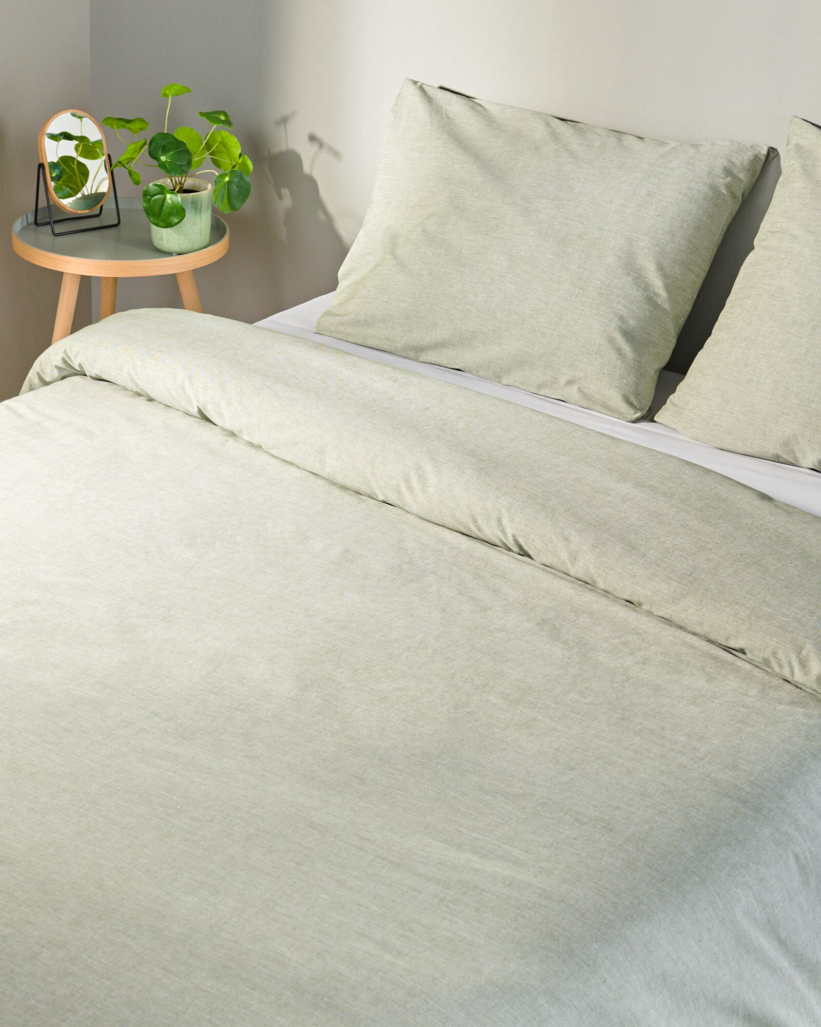 housse de couette chambray 200x200/220 vert - 5790231 - HEMA