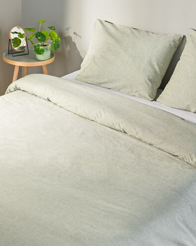 housse de couette chambray 200x200/220 vert - 5790231 - HEMA