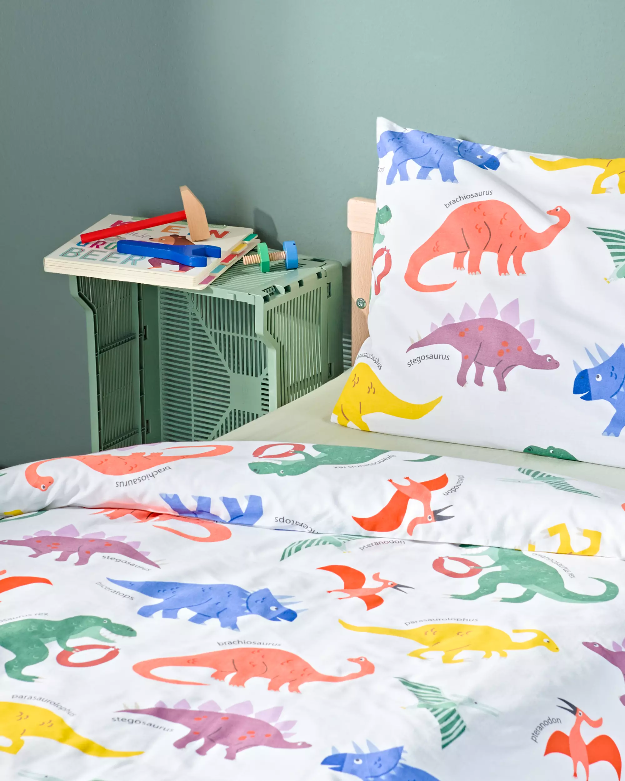 housse de couette coton doux enfant 120x150 dino