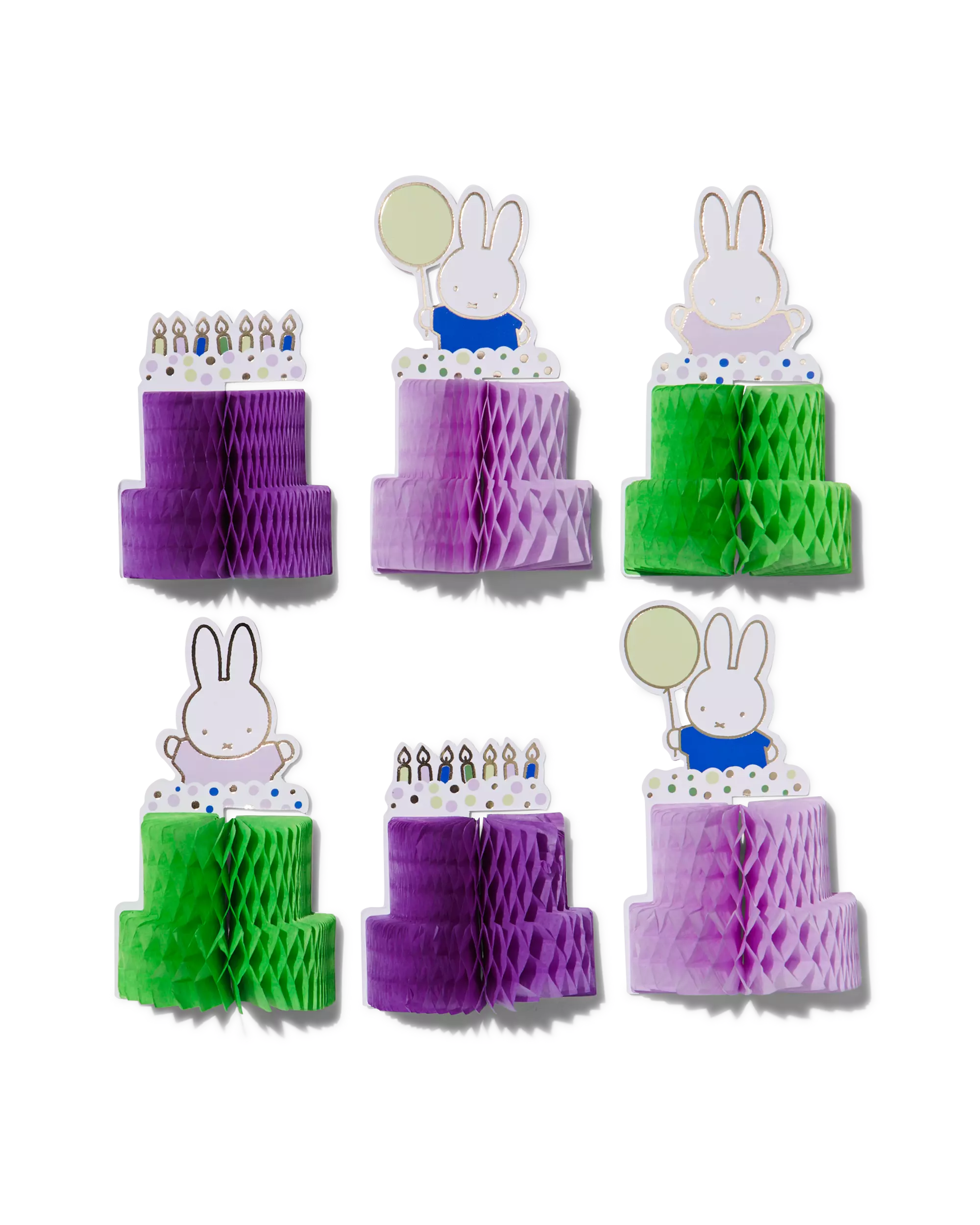 6 mini décorations en papier alvéolé Miffy