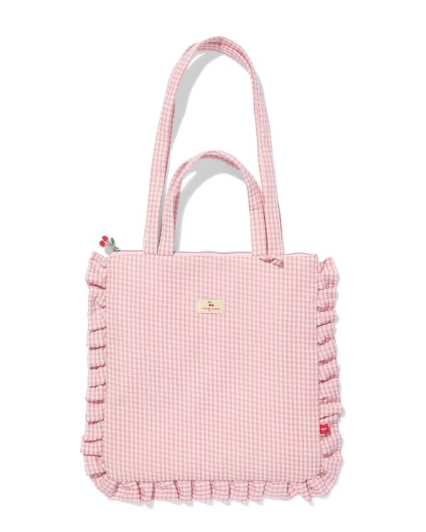 tas 36x37.5cm seersucker ruches ruiten - 61104518 - HEMA