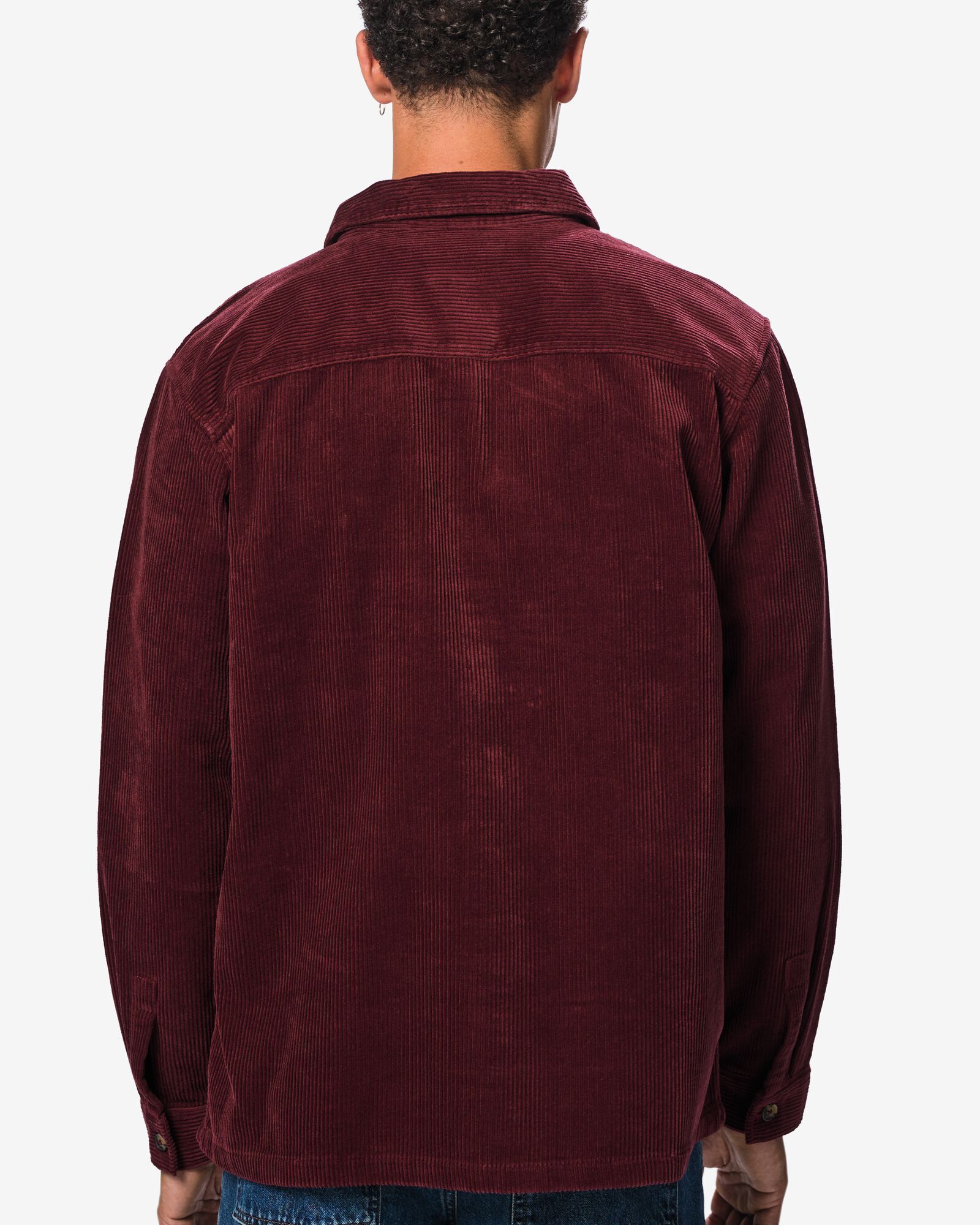 herenovershirt corduroy donkerrood M - 2102033 - HEMA