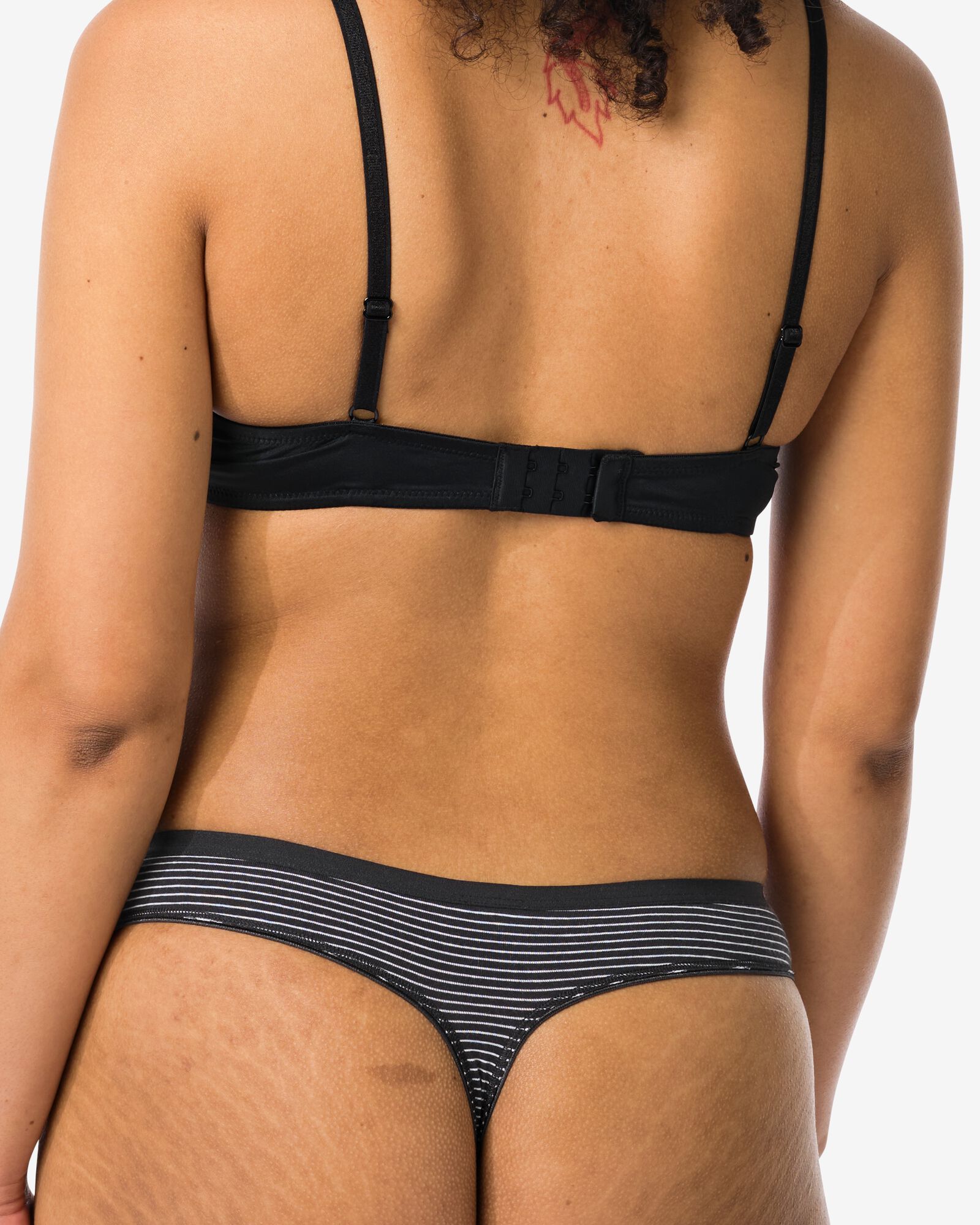 2 strings femme taille haute coton stretch noir/blanc - 19640900BLACKWHITE - HEMA