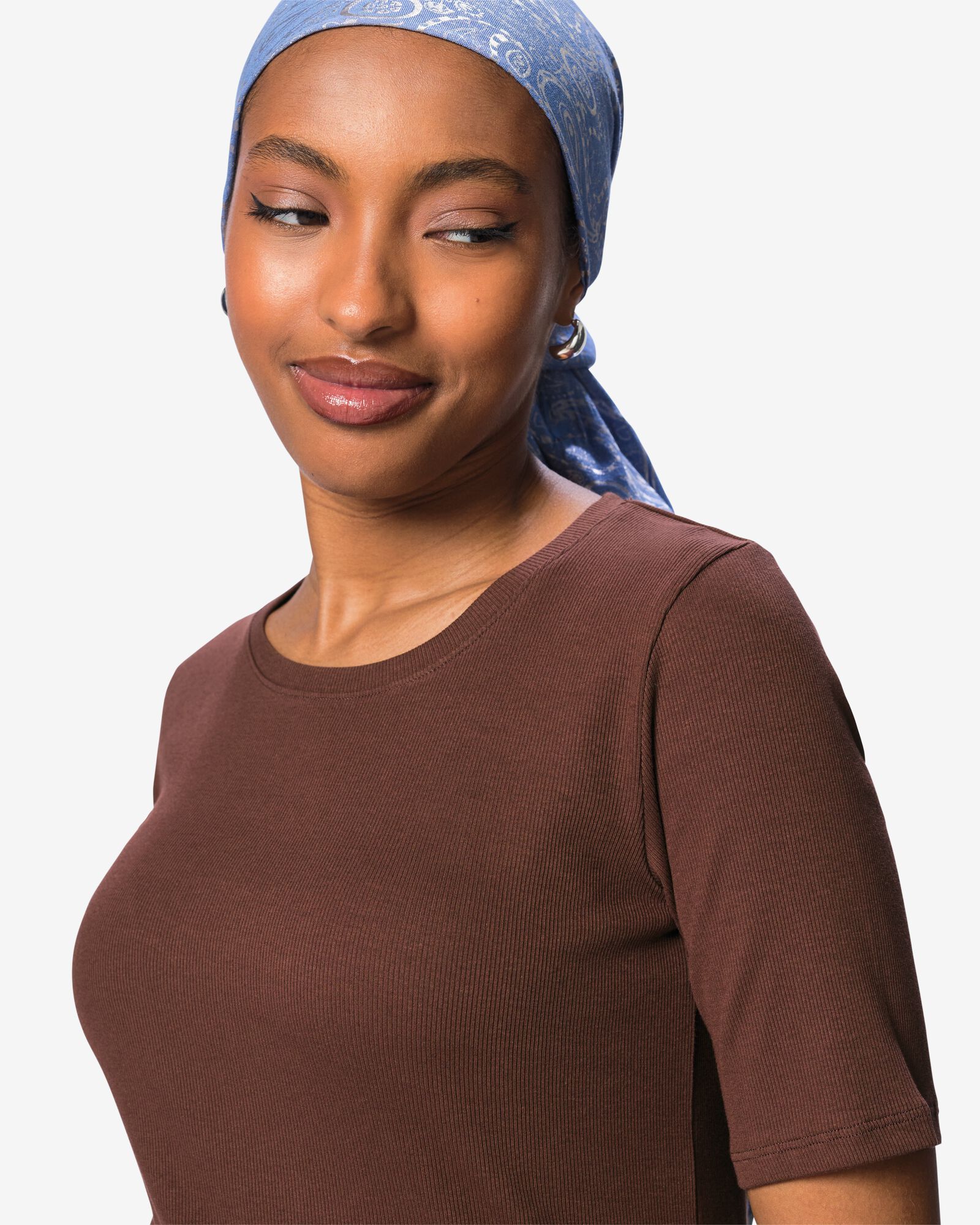 t-shirt femme Clara c&ocirc;tel&eacute; marron - 36305790BROWN - HEMA
