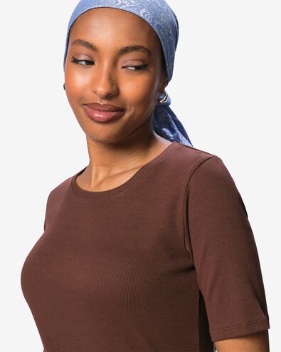 t-shirt femme Clara c&ocirc;tel&eacute; marron - 36305790BROWN - HEMA