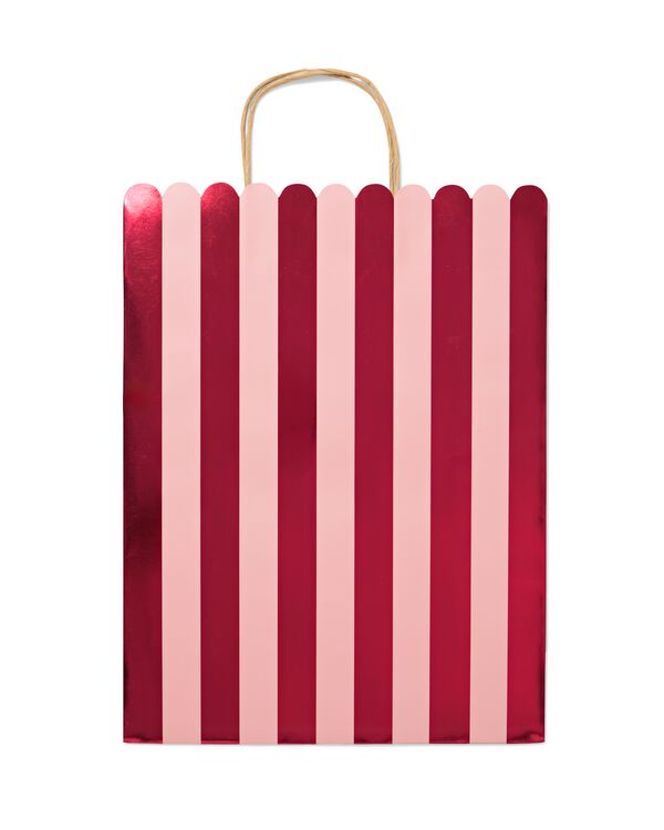 Geschenkt&uuml;te XL, 45 &times; 28 cm, gestreift, Rosa und Weinrot - 14700793 - HEMA