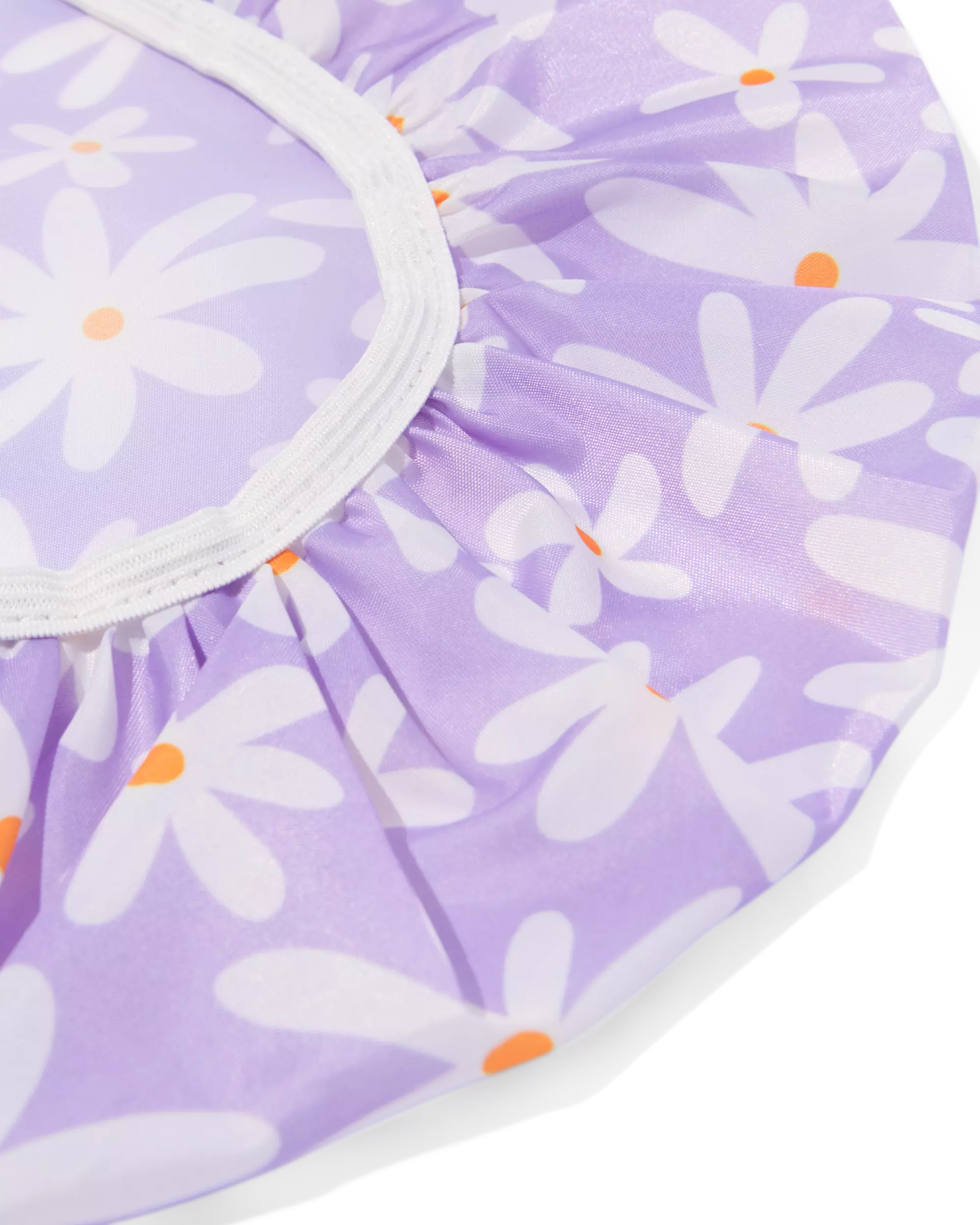 bonnet de douche lilas à fleurs