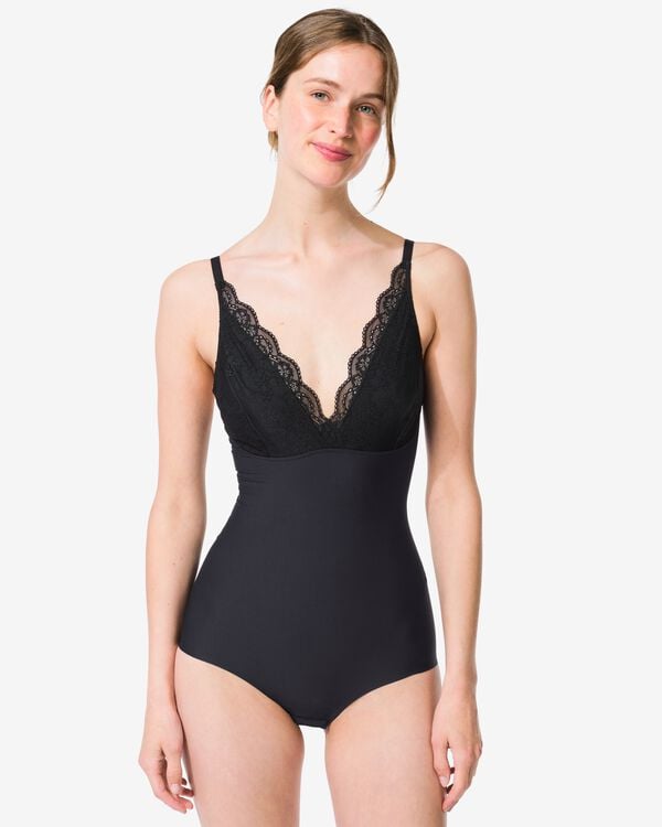 body femme gainant medium avec dentelle noir noir - 21500432BLACK - HEMA