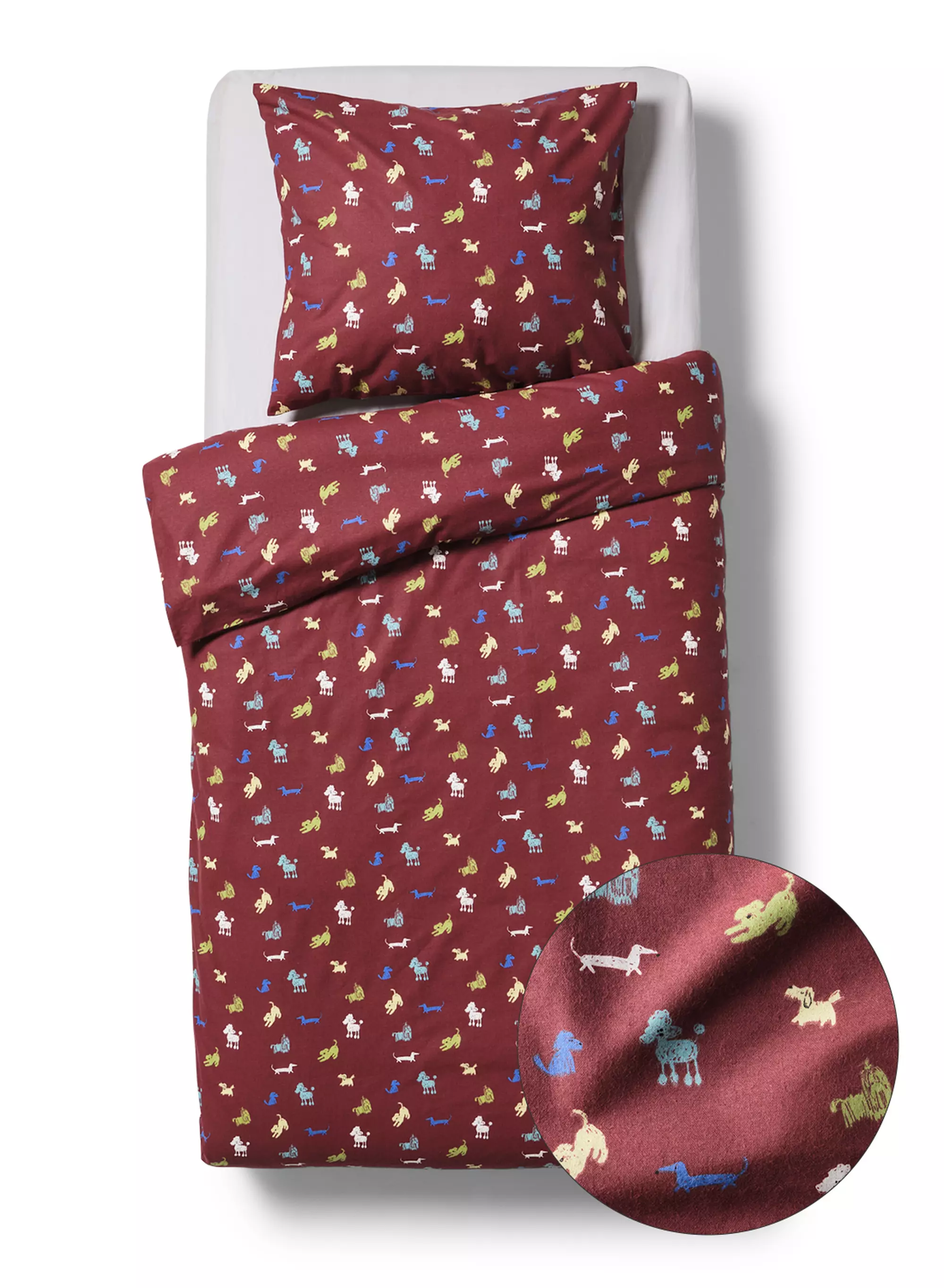 housse de couette enfant 140x200cm flanelle chiens