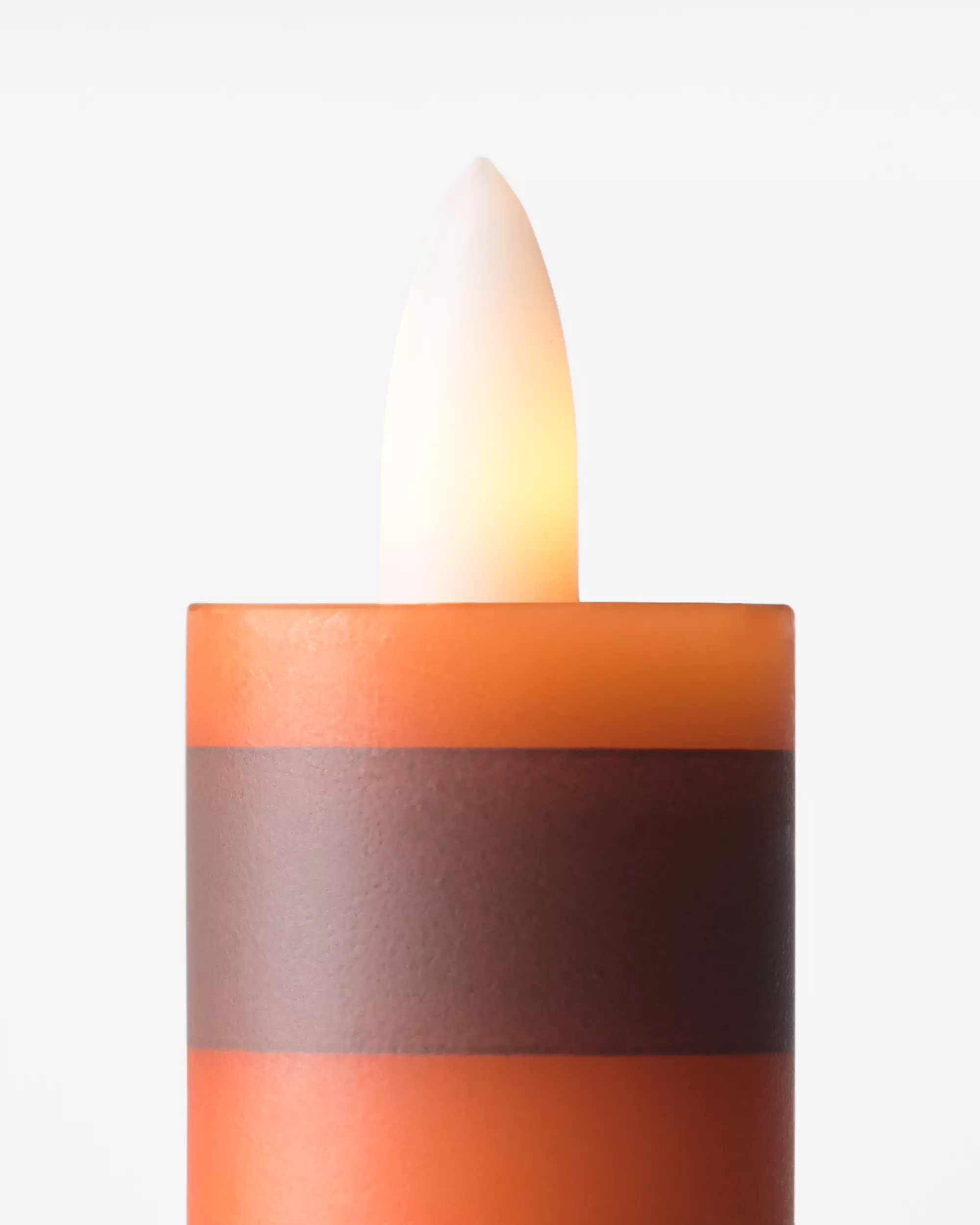 bougie longue LED ⌀2,5 x 18,4 cm rayures marron-orange