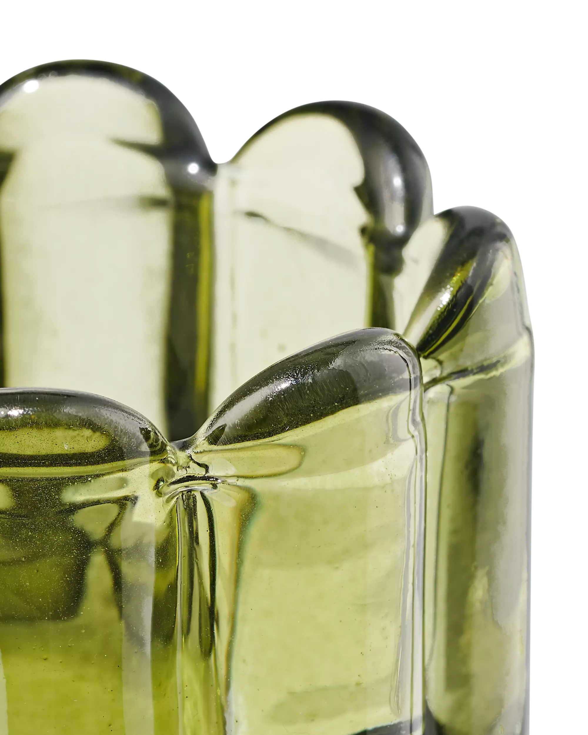 photophore en verre nervuré vert