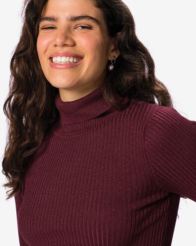 damestrui Nova rib bordeauxrood bordeauxrood - 36215370BURGUNDYRED - HEMA