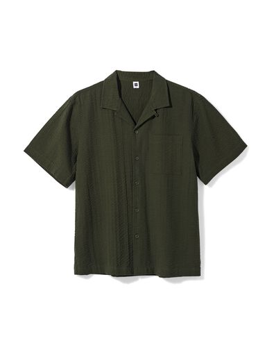 herenoverhemd Sep seersucker donkergroen donkergroen - 2132320DARKGREEN - HEMA