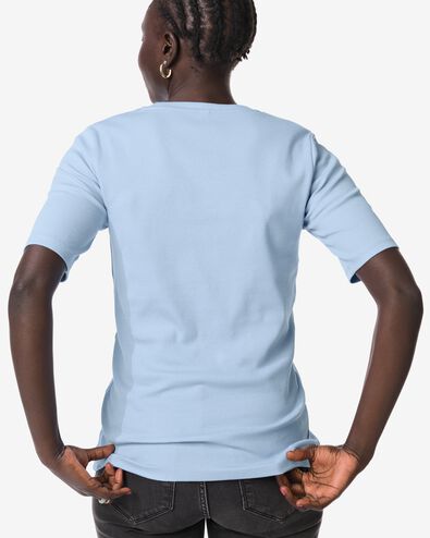Damen-T-Shirt, normale Passform, gerippt blau blau - 36370085BLUE - HEMA