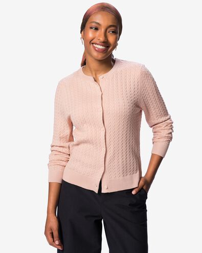 damesvest kabel roze roze - 36213870PINK - HEMA