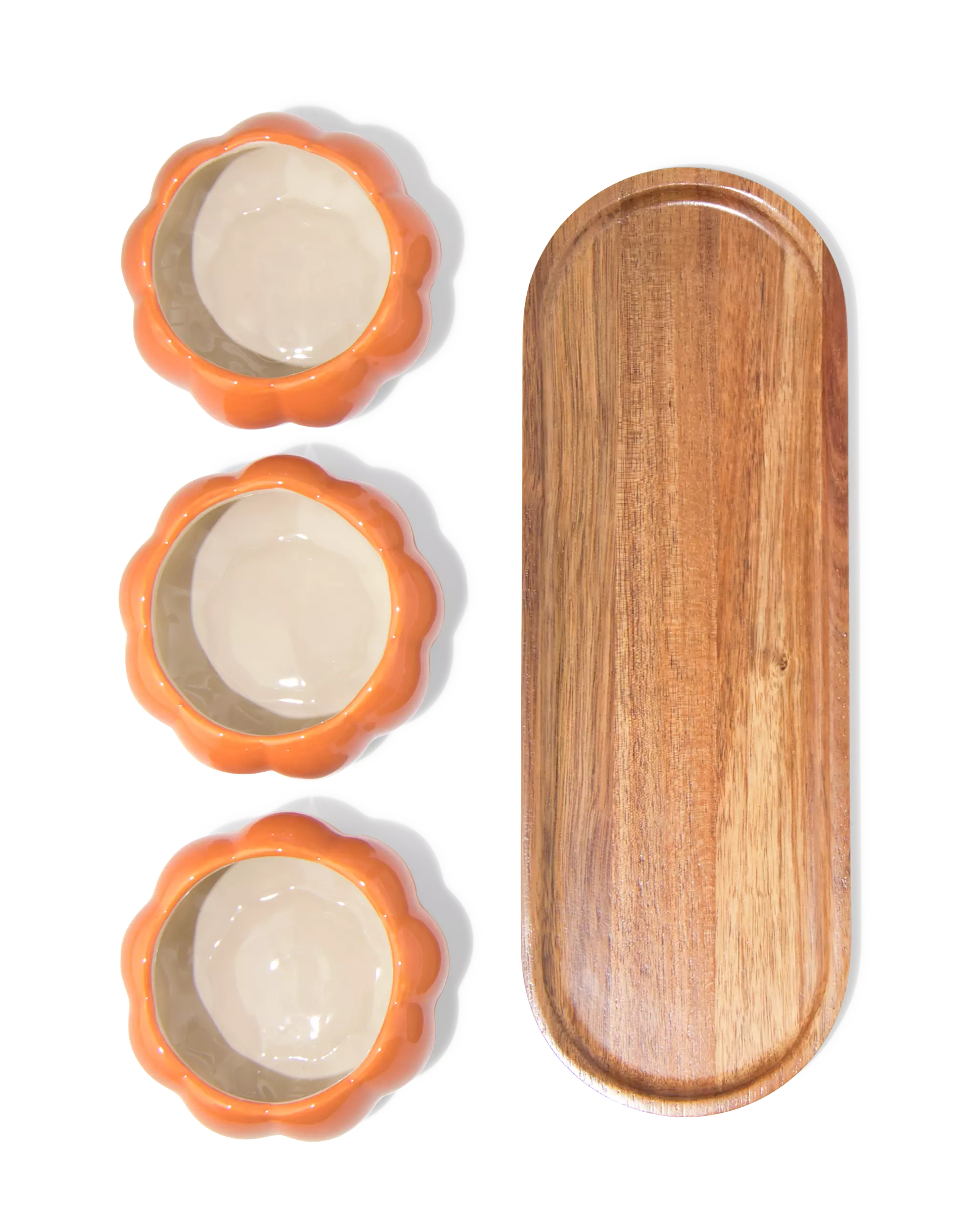 planche de service ⌀10x4,6cm avec petits bols citrouille