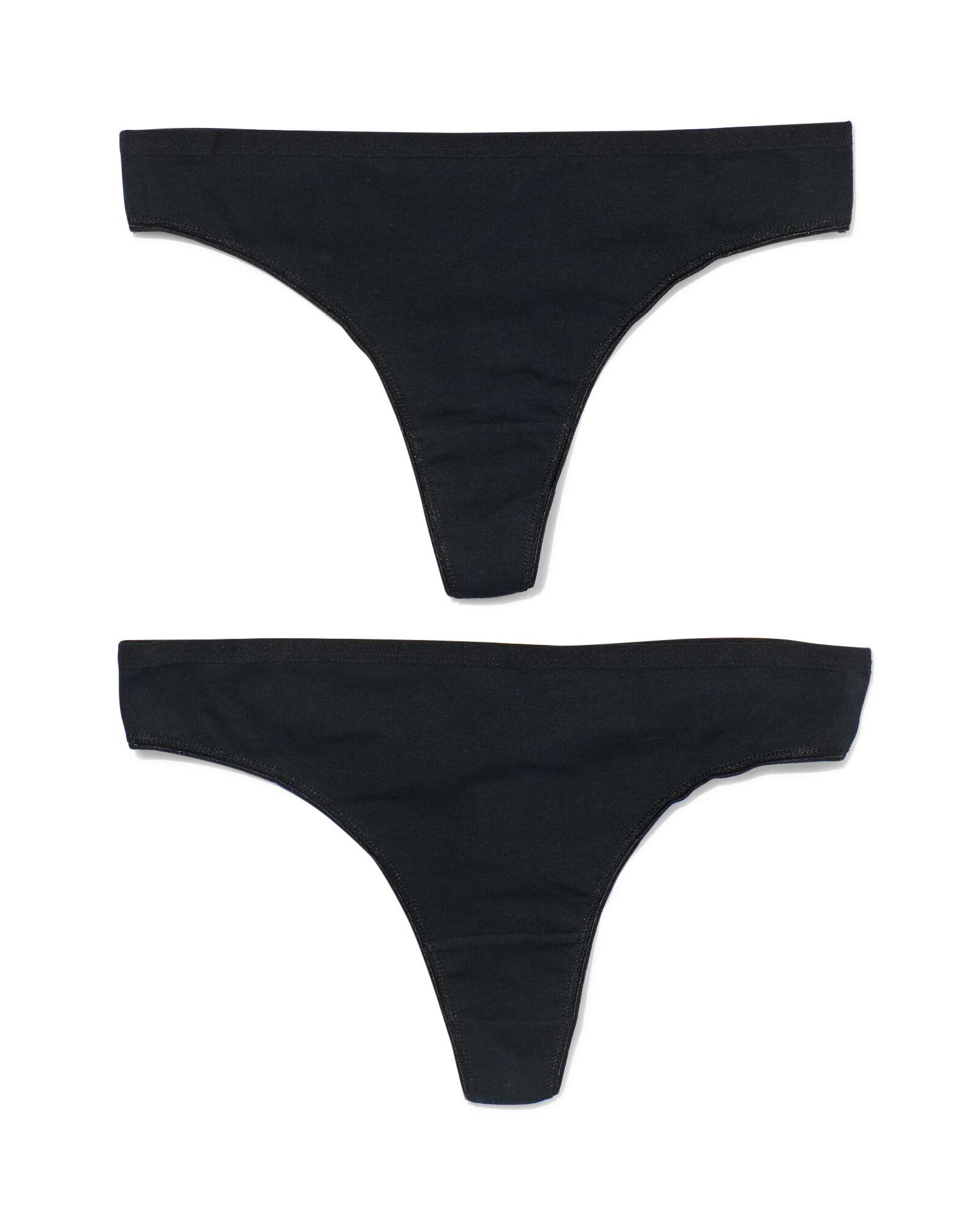 dames strings stretch katoen - 2 stuks zwart zwart - 19630900BLACK - HEMA