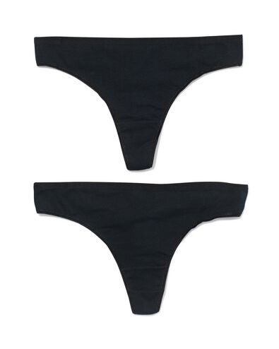 dames strings stretch katoen - 2 stuks zwart zwart - 19630900BLACK - HEMA