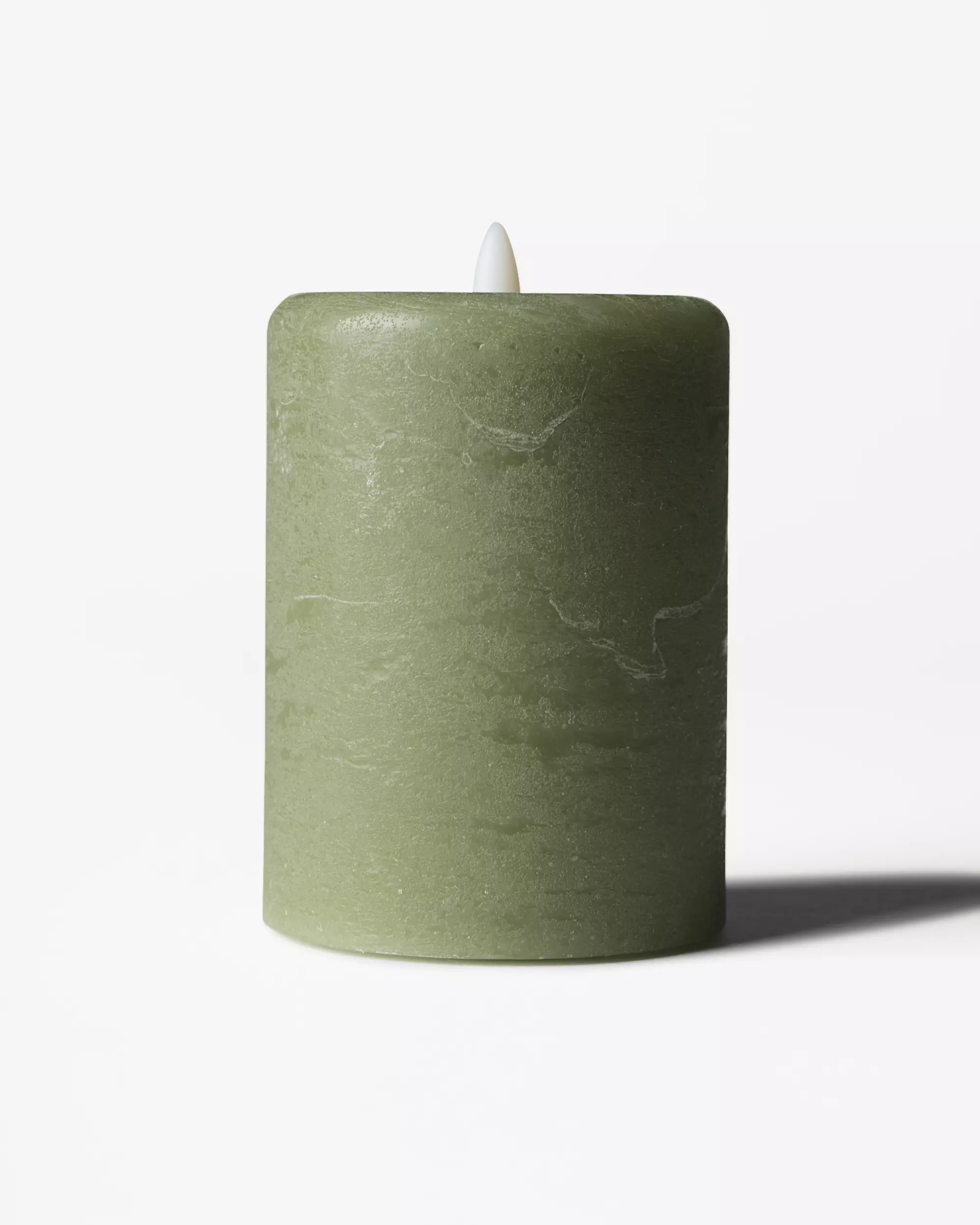bougie cylindrique LED ⌀7,5 x 10 cm rustique verte