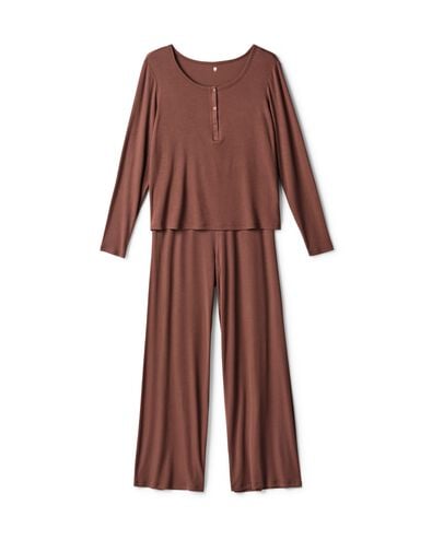 pyjama femme modal c&ocirc;tel&eacute; marron marron - 23401143BROWN - HEMA