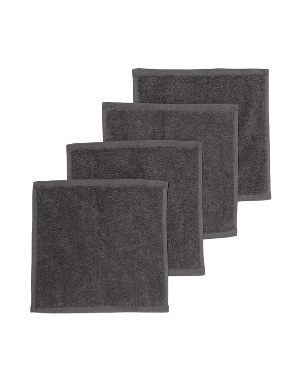 4er-Pack Gesichtst&uuml;cher, 30 x 30 cm, schwere Qualit&auml;t, grau - 5210074 - HEMA