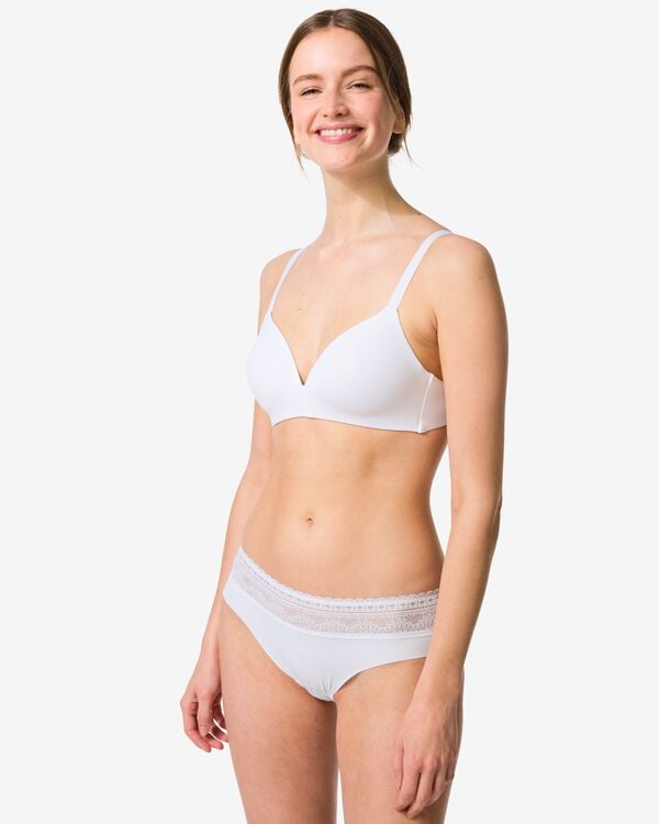 dames brazilian micro met kanten tailleband wit