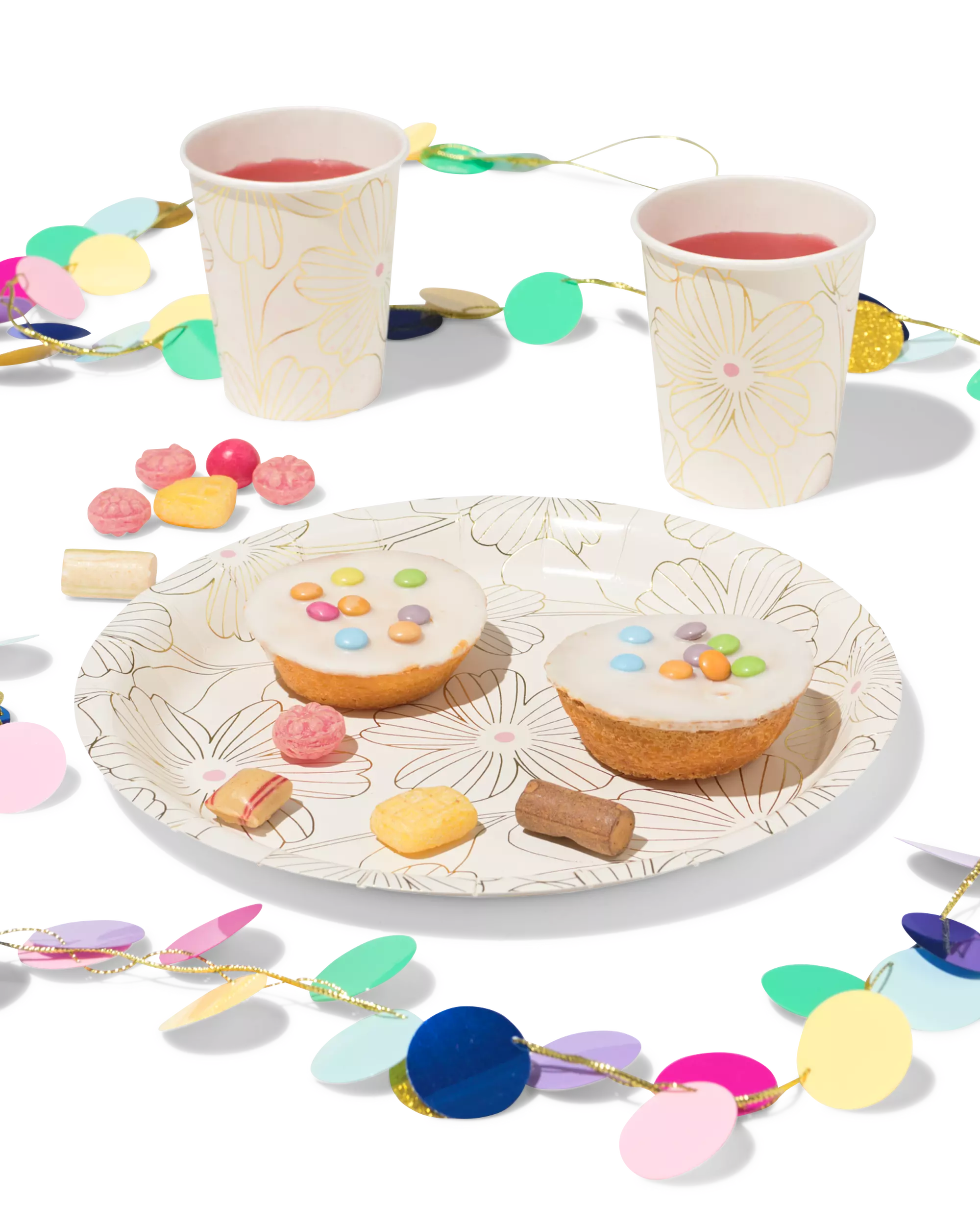 assiettes carton ⌀22,5cm fleurs - 8 pièces