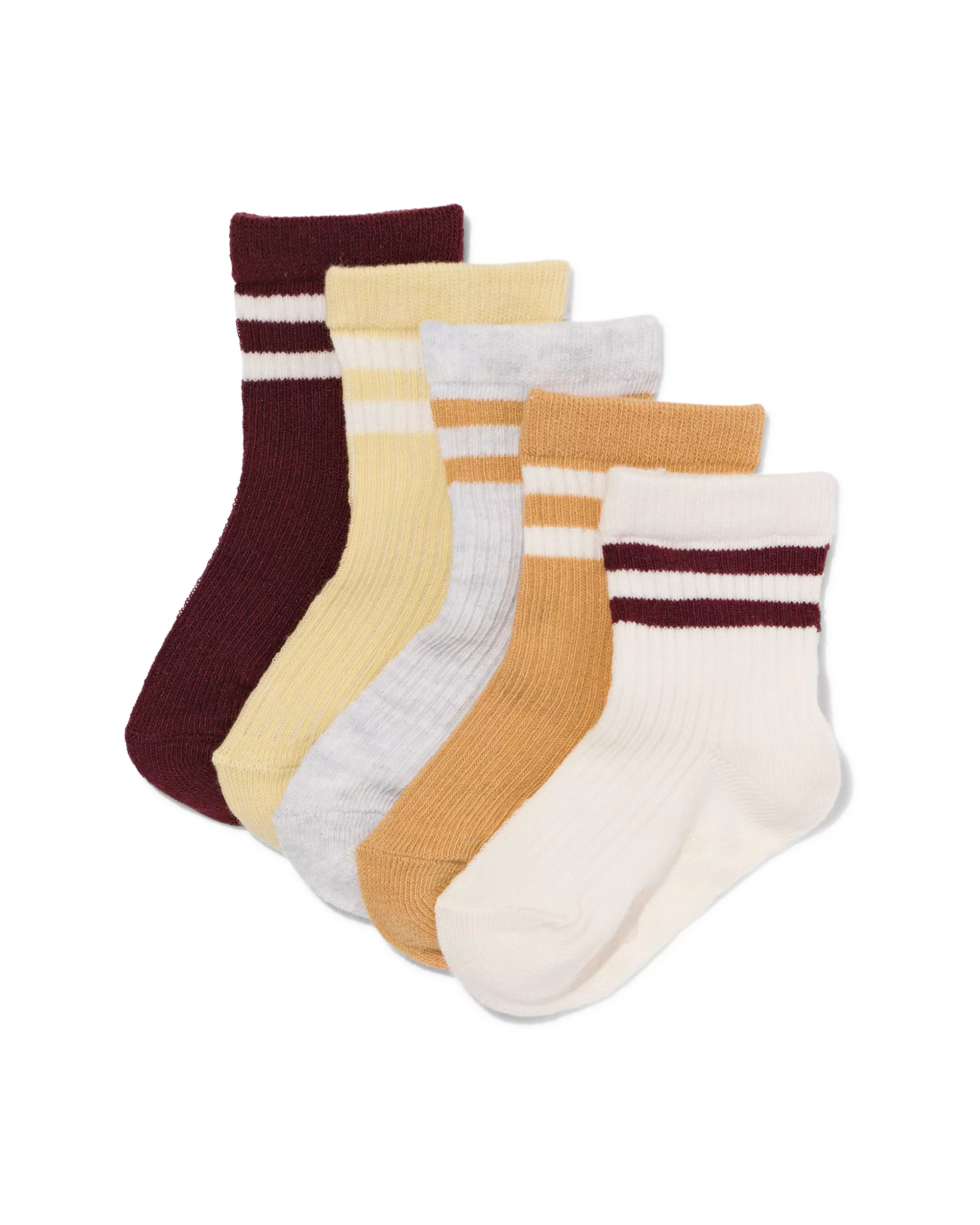 Baby-Socken, gerippt, mit Sportstreifen – 5 Paar