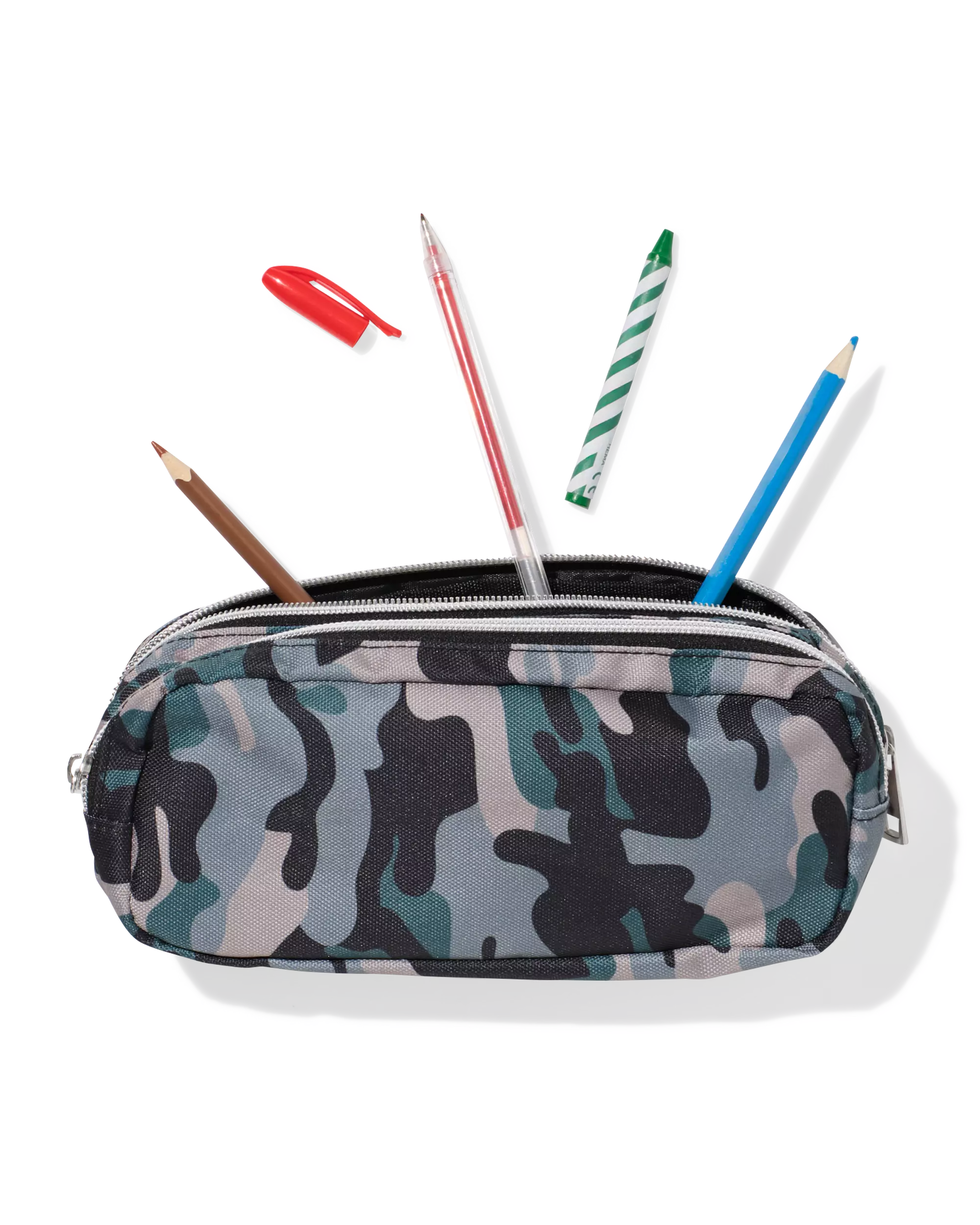 trousse double zip camouflage 